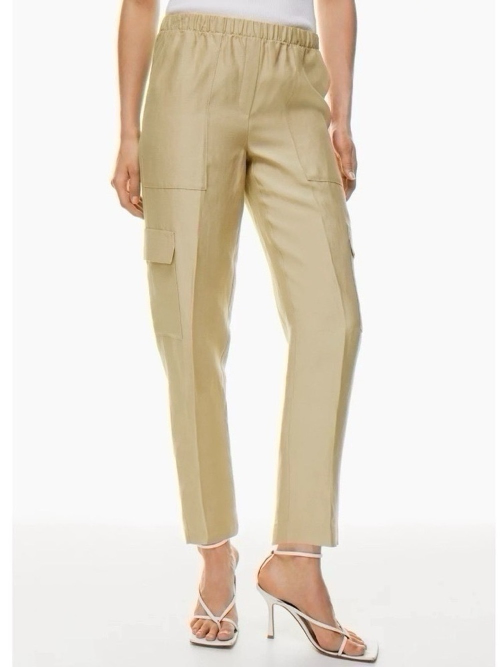 NEW Aritzia Babaton Titan Linen Cargo Pants Humus Beige - Picture 7 of 11